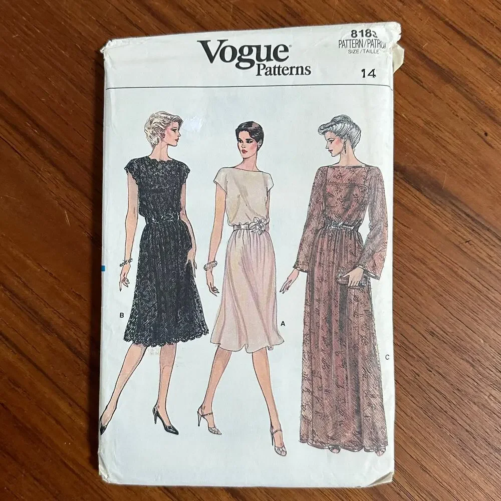 UNCUT Vogue Dress Pattern 8183 Size 14 Vintage